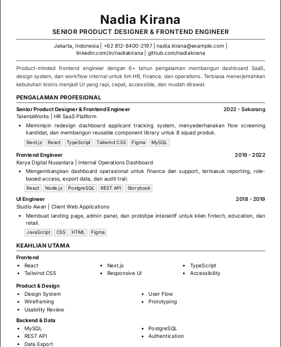 Preview template CV ATS-friendly